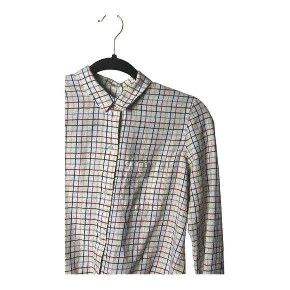 1552. MADEWELL RAINBOW PLAID TIE‎ FRONT BUTTON UP TOP SIZE XSMALL - Picture 3 of 10